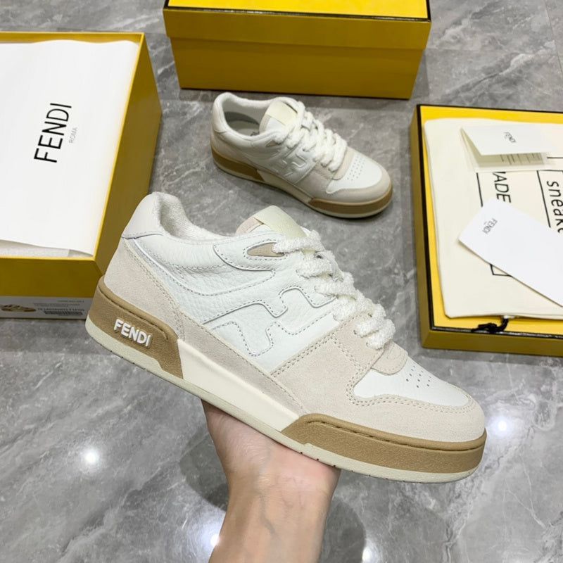 FENDI MATCH LOW TOP LEATHER SNEAKER