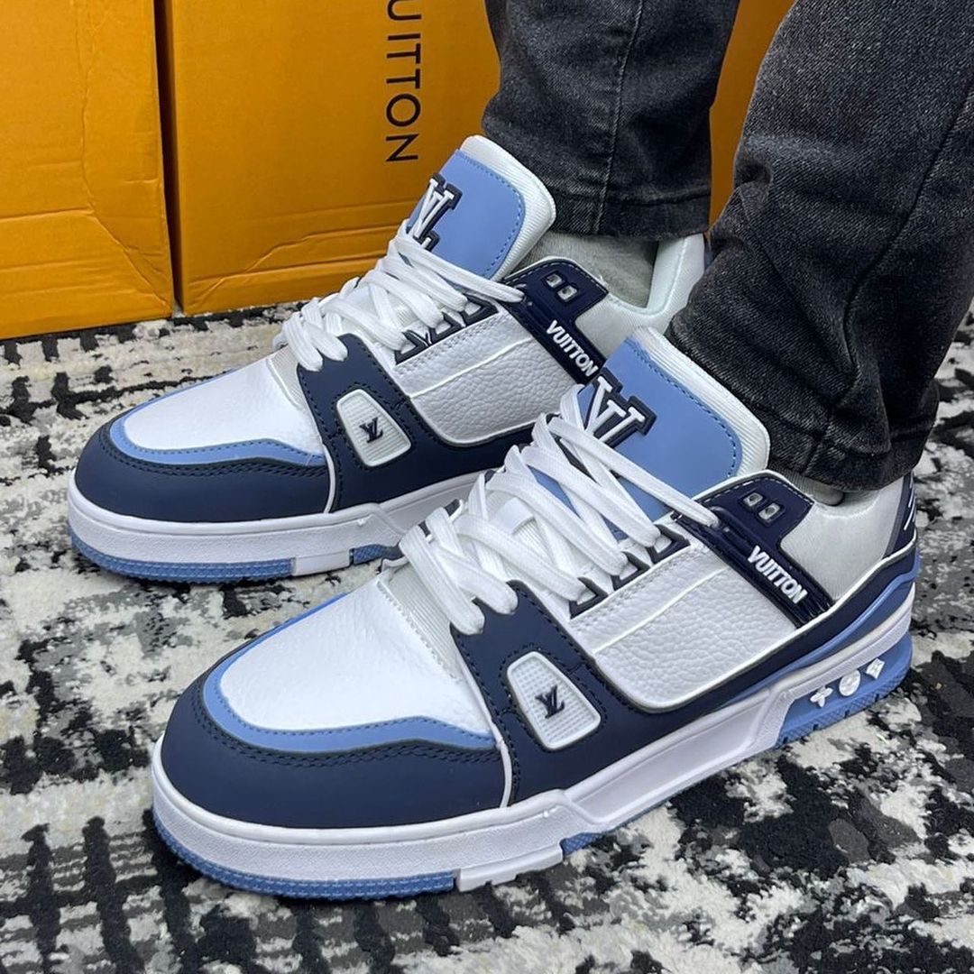 Louis Vuitton Street Style Trainer Sneaker Blue 7a Quality Replicas are the first copy products such as copycats shoes, watches, clothing, bags, and electronics. Louis Vuitton Street Style Trainer Sneaker Blue - Image 2