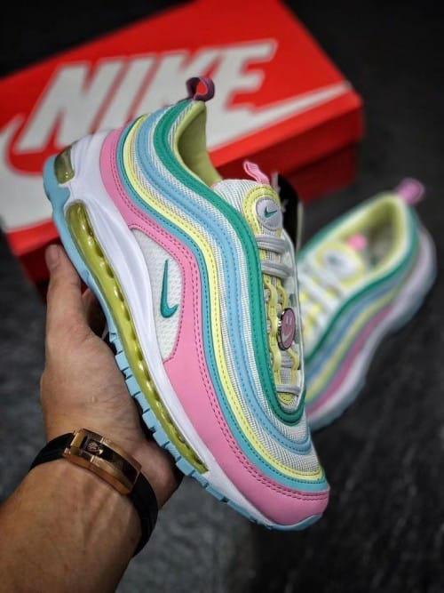 Nikee Airmax 97 Easter Candy Woman 7a Quality Replicas are the first copy products such as copycats shoes, watches, clothing, bags, and electronics. Nikee Airmax 97 Easter Candy Woman - Image 4