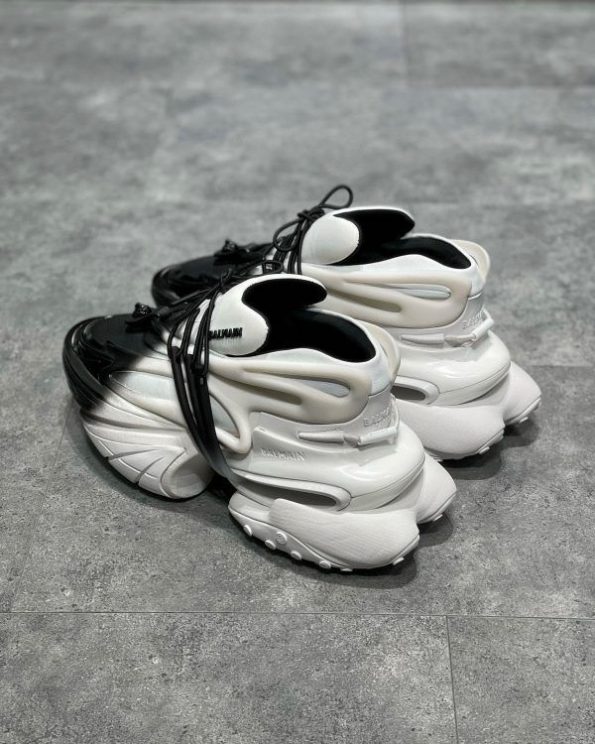 Balmain Unicorn Low-Neoprene & Calfskin in Black/ White fixed - Image 7