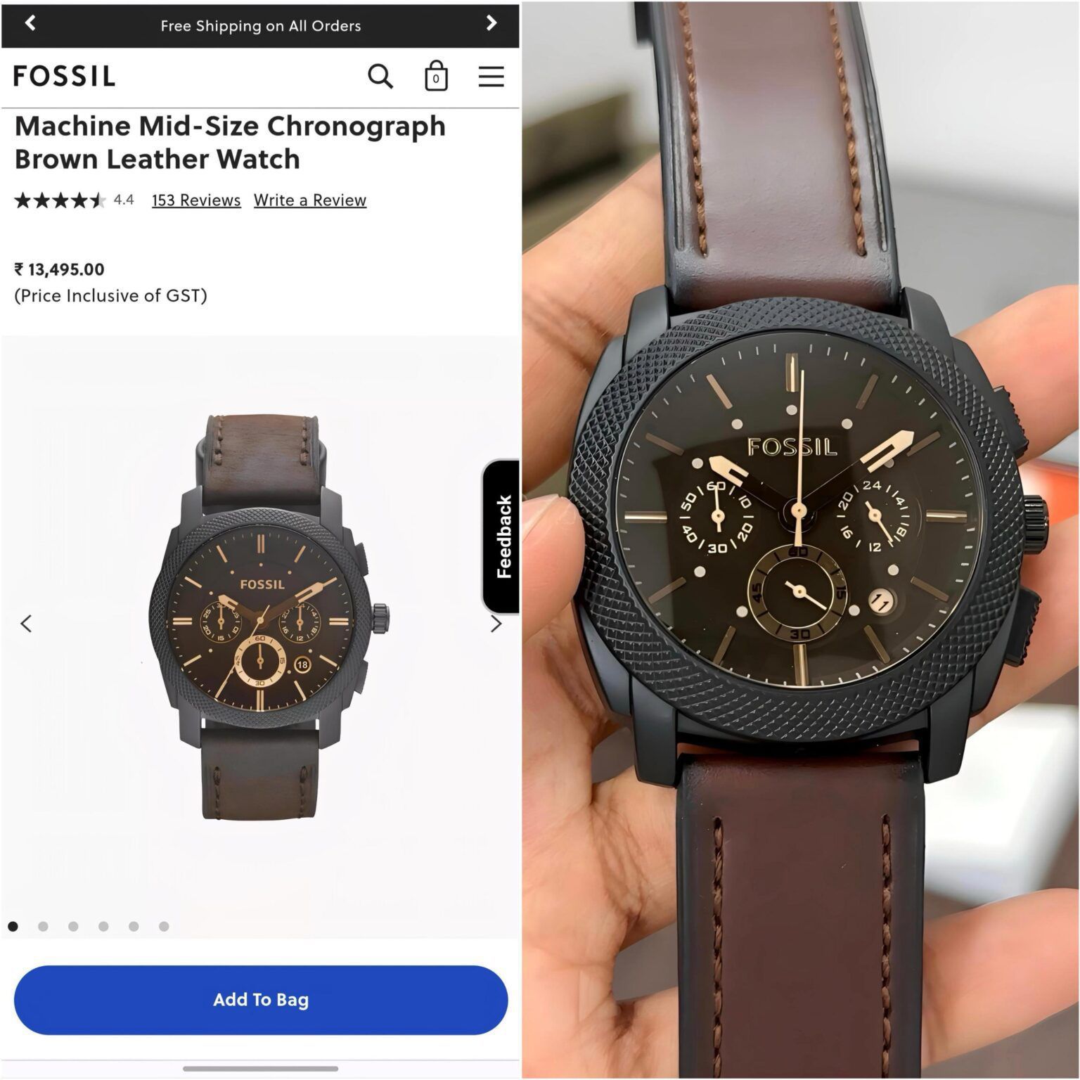 Fossil FS4656 7a Quality Replicas are the first copy products such as copycats shoes, watches, clothing, bags, and electronics. Fossil FS4656