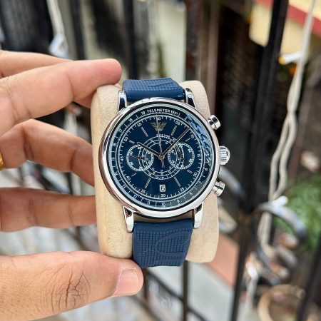 Armani Exchange # For Men # Chronograph Series Deep Blue Dial with Silver Case
