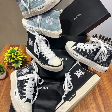 AMIRI - MA Court Leather-Trimmed Canvas High-Top Sneakers